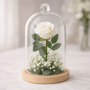 Cúpula con rosa eterna “Recuerdo Nupcial”